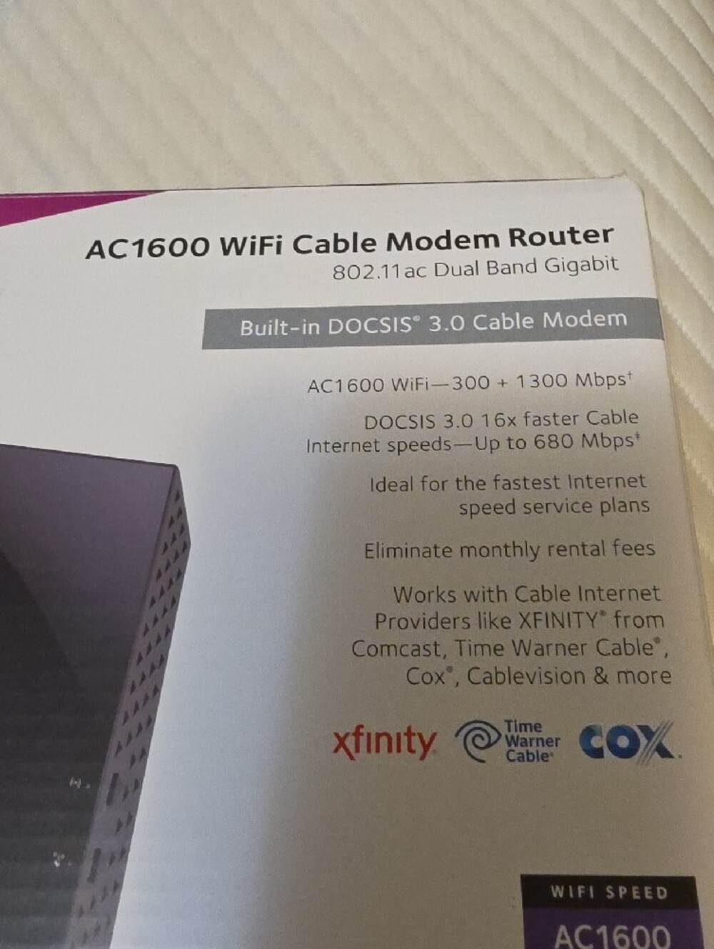 NETGEAR AC1600 WiFi Cable Modem Router - Picture 2 of 7